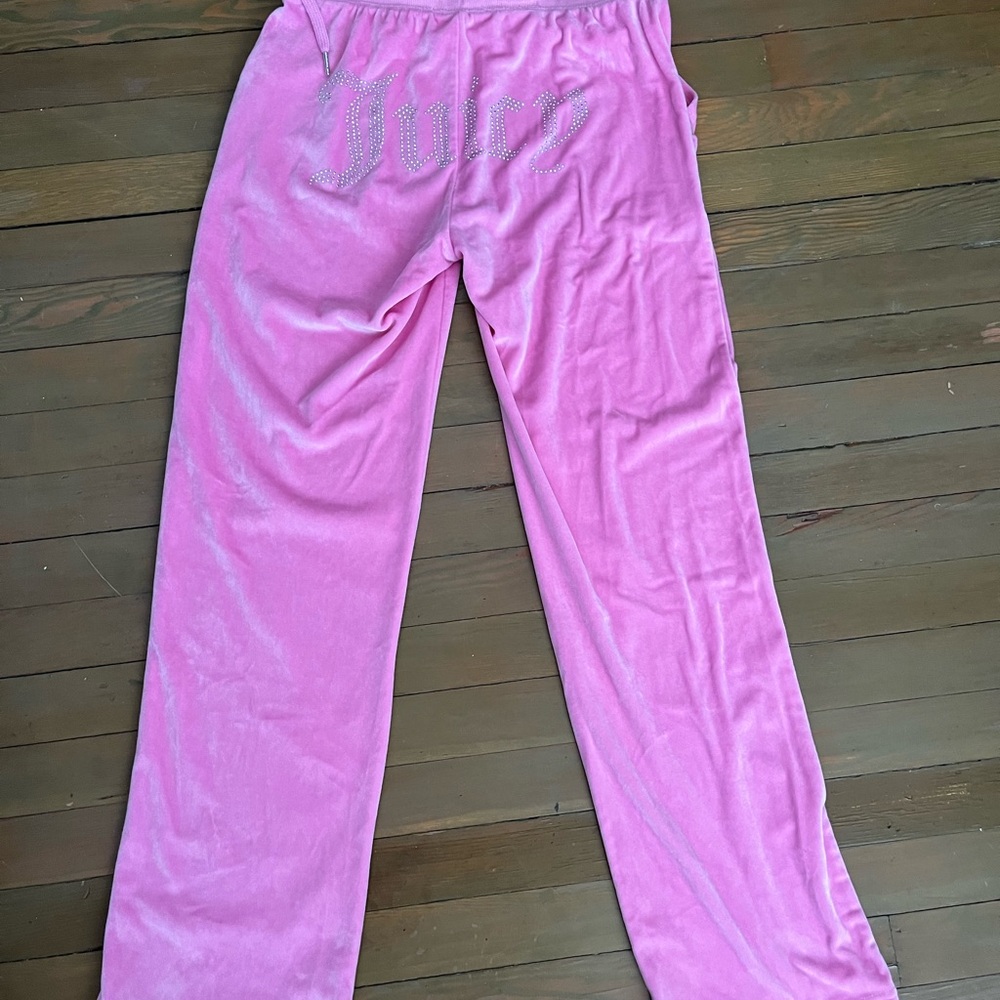 Juicy Couture Pink Velour Rhinestone Logo Pants